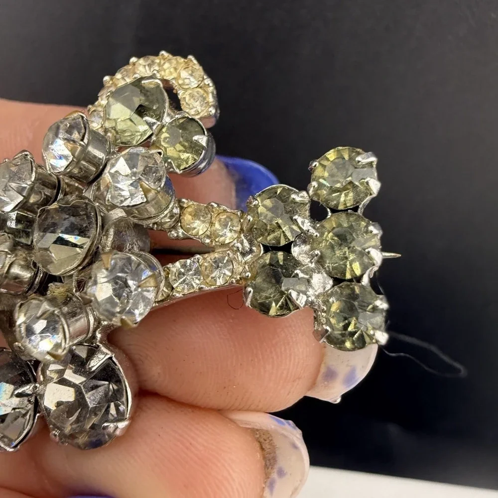 Vintage Juliana Rhinestone Brooch Smokey Silver‎ Tone